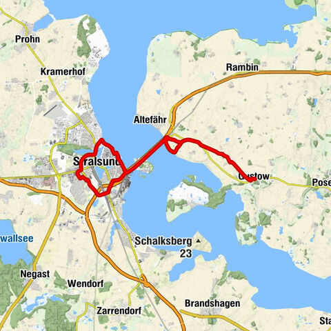Gustow - Zum Reiter - Grahlerfähre - Stralsund