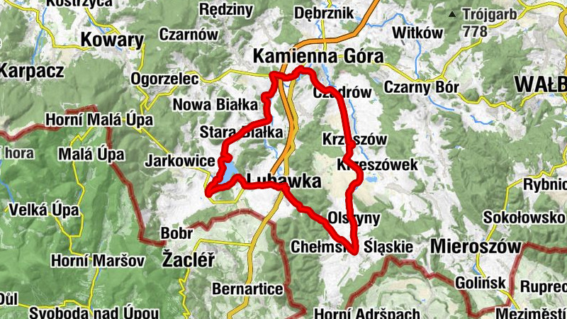 Lubawka - Kościół pw. Wniebowzięcia Najświętszej Maryi Panny - Kamienna Góra - Przełęcz Ulanowicka