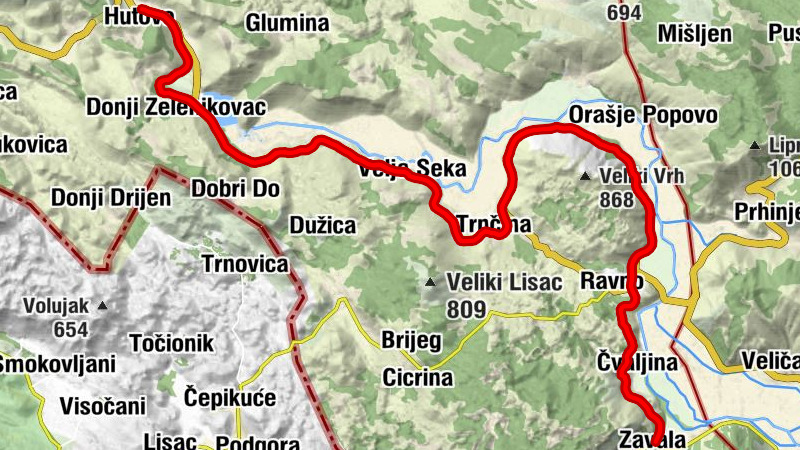 Hutovo - Donji Zelenikovac - Turkovići - Velja Seka