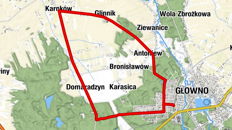 Głowno - Zabrzeźnia - Moczydła