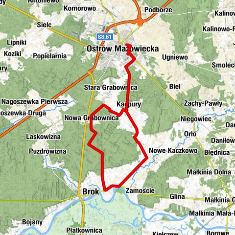 Ostrów Mazowiecka - Gródźki - Kacpury - Kuskowizna