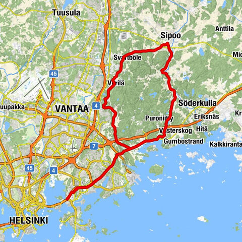 Herttoniemi - Sipoon vanha kirkko - Sipoon kirkko - Kuninkaanmäki