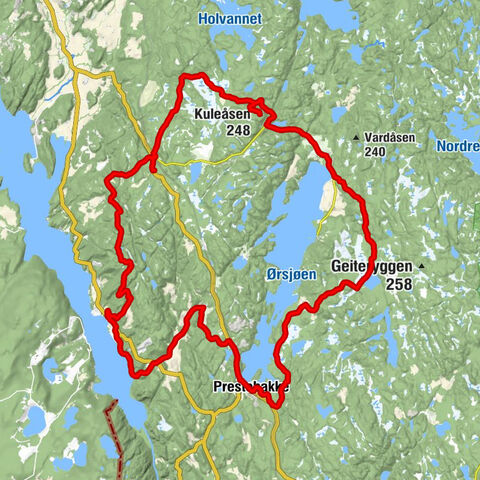 Nyborg - Kalfjell - Kuleåsen - Prestebakke kirke