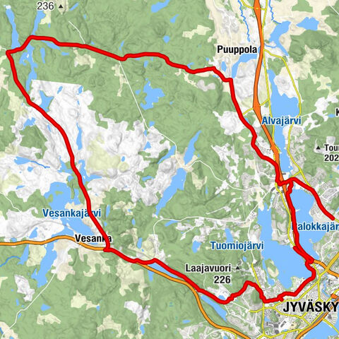 Ritoniemi - Palokan Tori-Grilli - Variskukkula - Jyväskylä