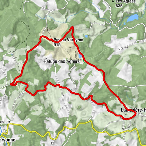 Lamazière-Haute - Refuge des Agriers - Puy du Vareyron - Le Monteil