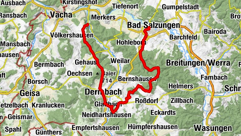 Randonnée de Dietlas à Bad Salzungen via le Hochrhöner