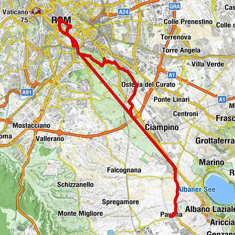 Pavona - Trattoria della Sosta - Chiesa del Domine Quo Vadis - Chiesa di San Cesareo de Appia