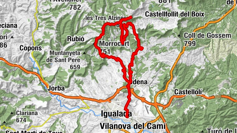 Vilanova del Camí - Morrocurt - les Tres Alzines - Estació de trens d'Igualada