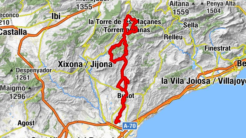 Los Llanos - Collado del Garroferal - subida Coves del Canelobre - Mont Calvari