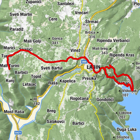 Mali Turini - Veli Turini - Marčenica - Labin