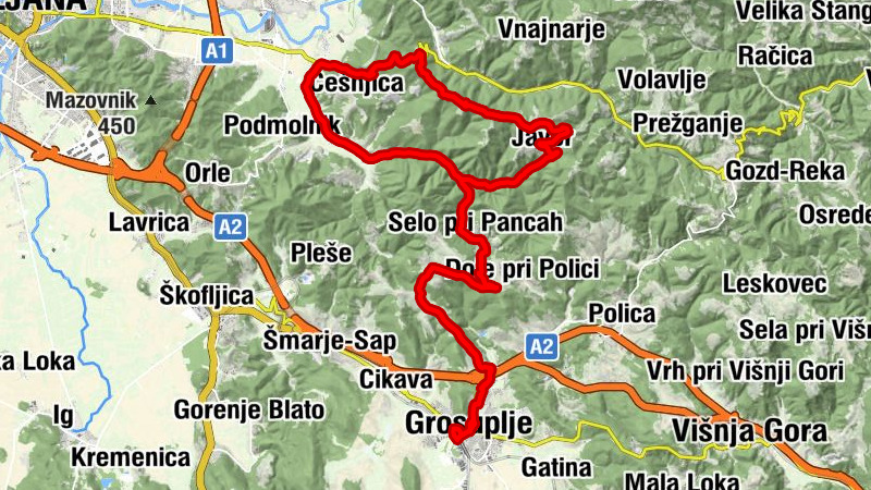 Grosuplje - Antica - Javorski vrh - Žagarski vrh