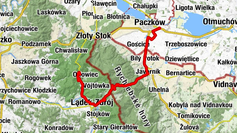 Paczków - Restaurace Bukurešť - Kaple tajného utrpení - Przełęcz Lądecka / Landecké sedlo