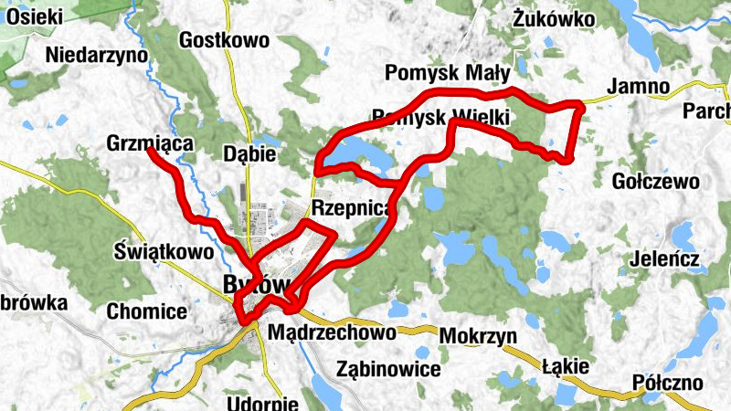 Grzmiąca - Przyborzyce - Bytów - Pomyski Młyn
