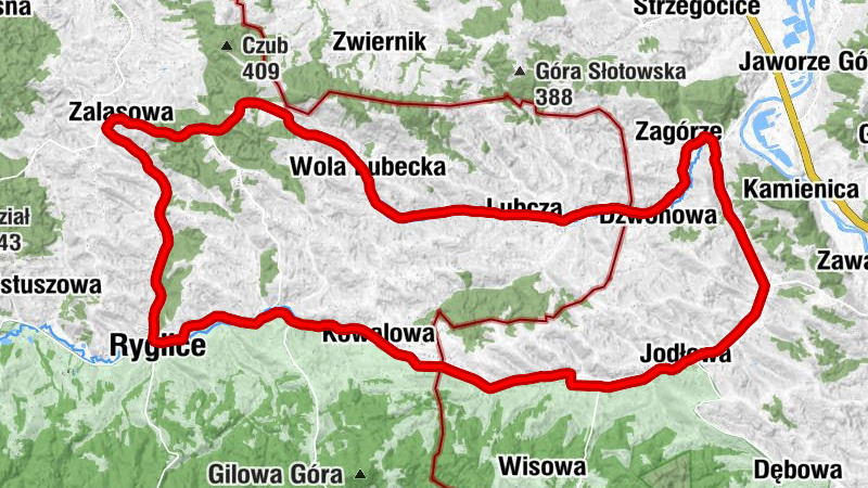 Zalasowa Górna - Kościół pw. Świętego Stanisława Biskupa Męczennika - Kaplica Matki Boskiej Bolesnej w Jodłowej Górnej - Kaplica pw. Podwyższenia Krzyża Świętego