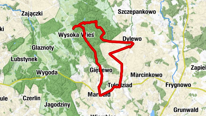 Dylewska Góra - Dylewo - Pląchawy - Tułodziad