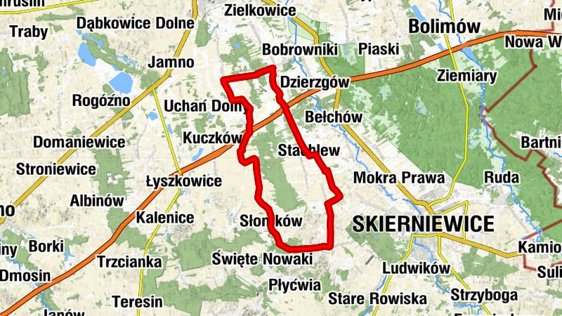 Rynek - Maków - Kościół pw. Świętego Wojciecha - Podlipków