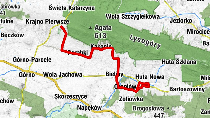 Huta Nowa - Sogi - Czaplów - Bieliny