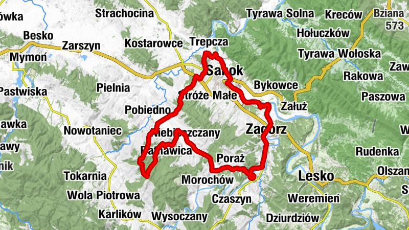 Sanok - Durbacka - Góra Zadnia - Ubocz Bałtycka