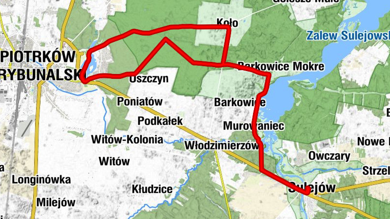 Sulejów - Zacisze - Róża Wiatrów - Piotrków Trybunalski