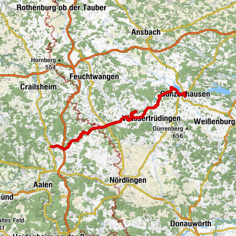Gunzenhausen - Schweinbühl - Hesselberg - Ellwangen