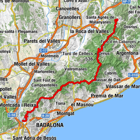 Barcelona - la Coscollada - Sant Mateu - Sant Carles