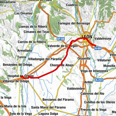 Puente Castro - La Lastra - Iglesia de San Marcelo - Iglesia de Nuestra Señora de la Purificacion - Hospital de Órbigo