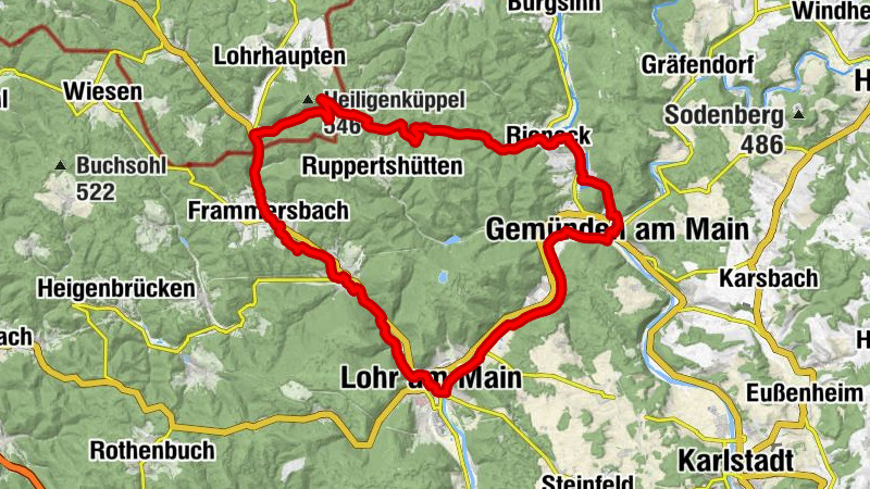 Gemünden am Main - Hermannskoppe - Schanzkopf - Lohrer Höhe