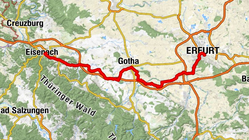 Eisenach - Boxberg - Kaffberg - Erfurt