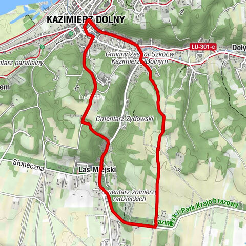 Kazimierz Dolny - Wąwóz Małachowskiego - Las Miejski - Kościół pw. Świętej Anny