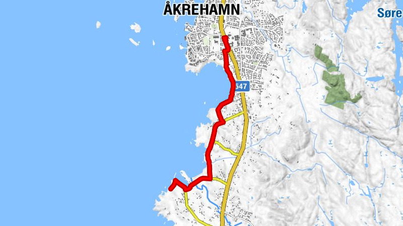 Åkrehamn - Medhaug - Sandbakkane - Ferkingstad havn