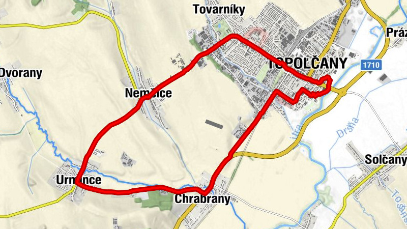 Topoľčany - Chrabrany - Kľačany - Urmince