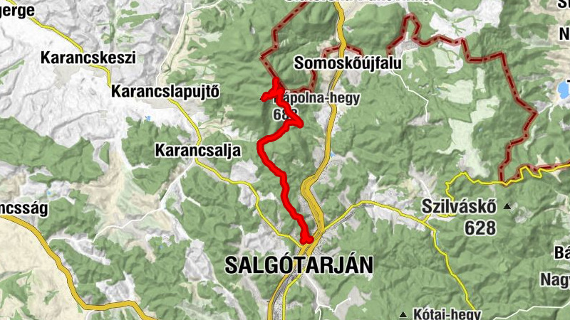 Salgótarján - Pipis-hegy - Karancs/Karanč - Kápolna-hegy