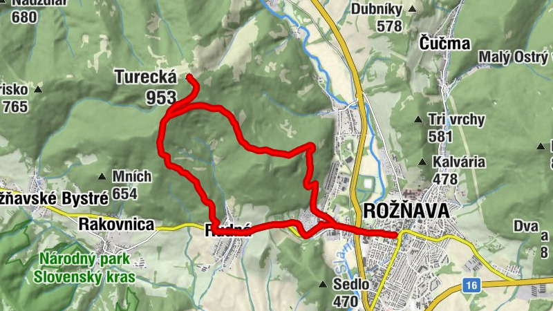 Rožňava - Kamenný vrch - Turecká - Rudná