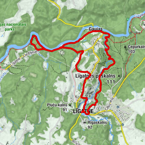Līgatne - Vilhelmīnes dzirnavas - Spoku ala - Skolas kalns