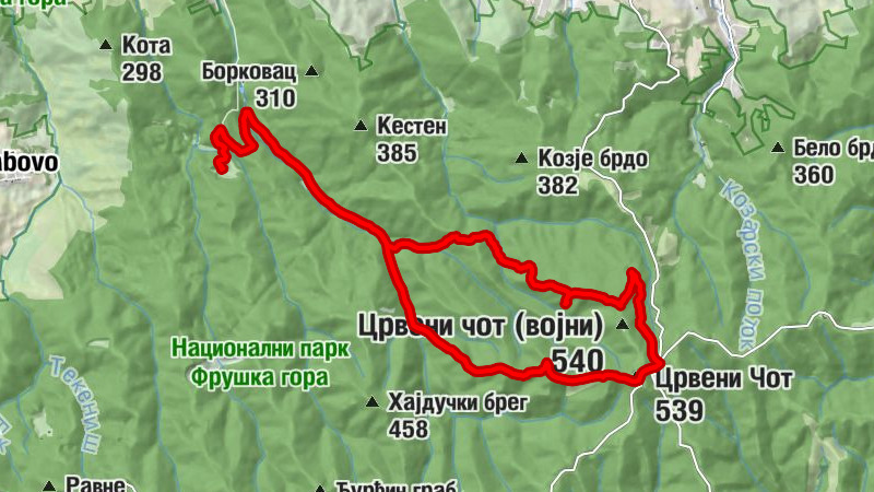 Цептор Андревље - Орловац - Црвени Чот - Гредељ