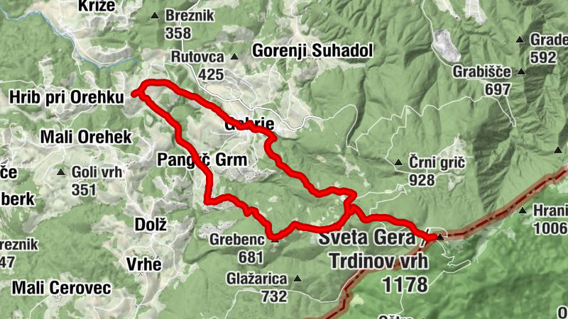 Sv. Jakob - Rute - Sveta Gera / Trdinov vrh - Logarjev kogel