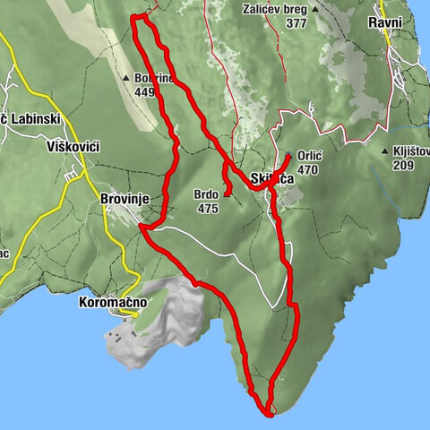 Brovinje - Brdo - Orlić - Planinarska kuća Skitača