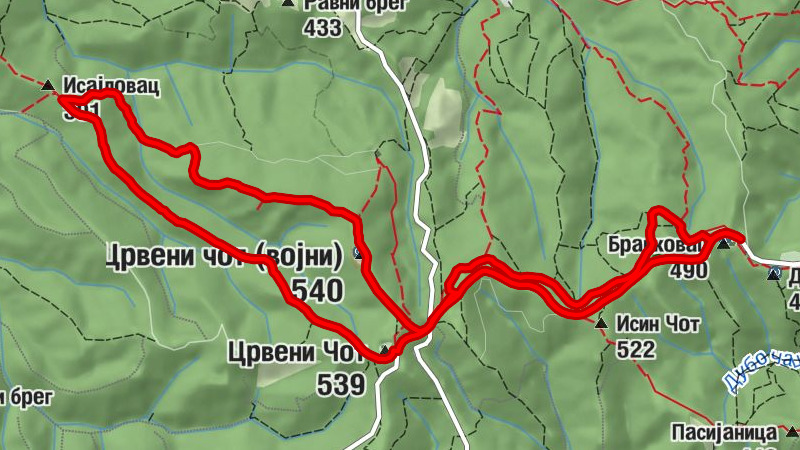 Бранковац - Црвени чот (војни) - Црвени Чот - Исин Чот