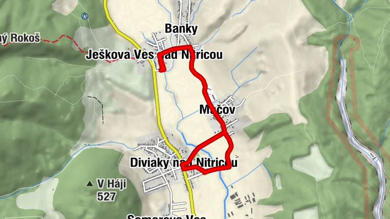 Ješkova Ves nad Nitricou - Banky - Diviaky nad Nitricou - Mačov