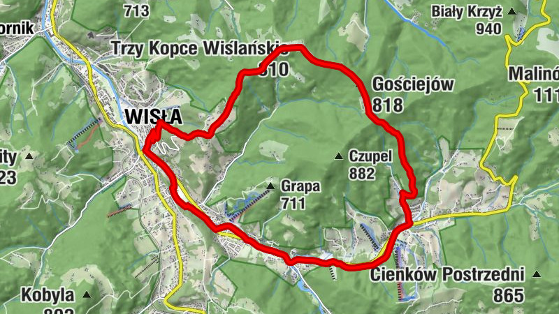Wisła - Kamienny - Trzy Kopce Wiślańskie - Gościejów