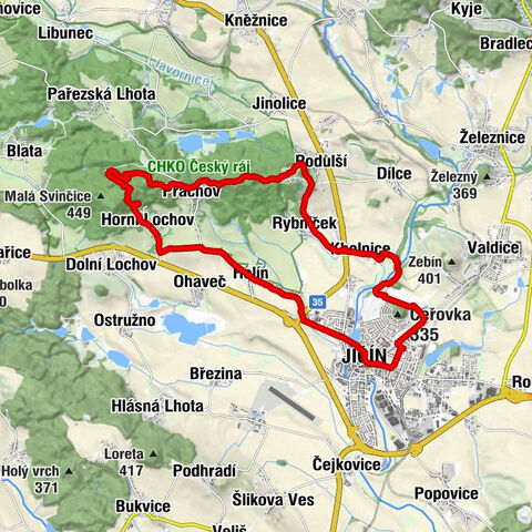 Valdické Předměstí - Přivýšina - Křížkovského věž - Vlastina věž