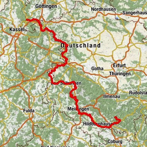 Chemin de grande randonnée - Werra Burgen Steig X5 - De Fehrenbach à Hann. Münden