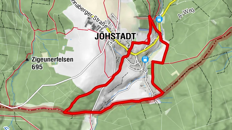 Circuit d'une journée sur le sentier des crêtes autour de Jöhstadt