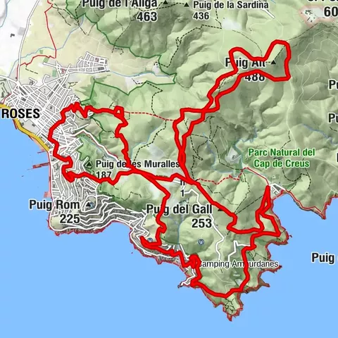 17 Roses Dolmens Fràgam Pas-del-Llop Puig-Alt-Sud Pla-de-Les-Gates Puig-del-Gall Mas-de-la-Torre Montjoi Rec-de-la-Murtra Puig-Rom