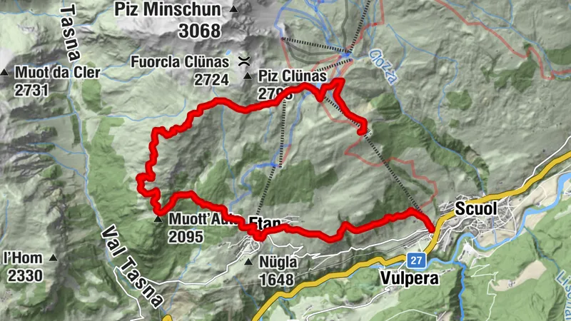 Motta Naluns – Alp Clünas – Alp Laret – Ftan – Scuol