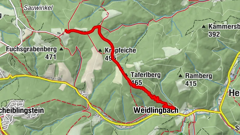 Parc de sentiers Weidlingbach - Flow-Line, avec accès depuis la Windischhütte (via le sentier de Kahlenbergerdorf)