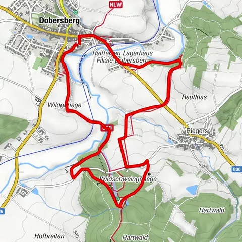 Nature park route with dowsing path