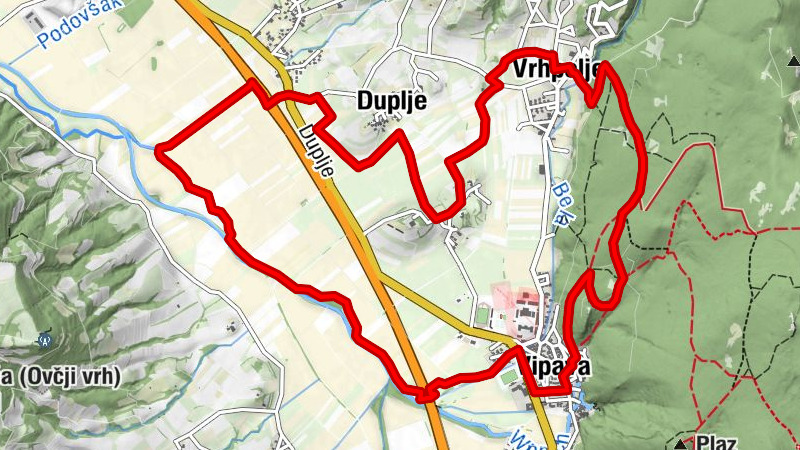 Vipava - Dolenja vas - Duplje - Zemono