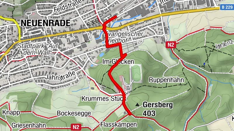 Zugangsweg Sauerland-Höhenflug: Von Neuenrade Bahnhof zum Sauerland-Höhenflug am Waldstadion