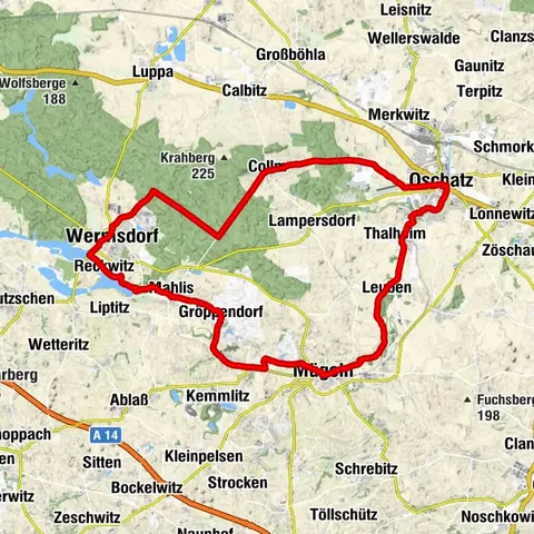 Rundkurs Mulde-Elbe-Radroute / Döllnitztal-Radroute